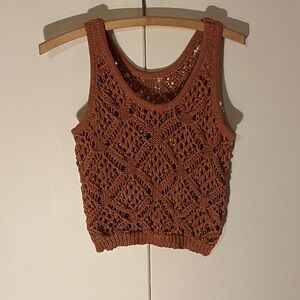 Women’s Small (unbranded) Brown Crochet Knit Tank Top Cottage-core Minimalist